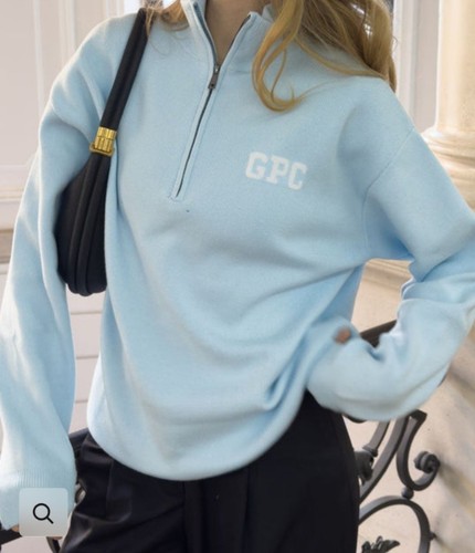 Gym coffee knit half zip - &,